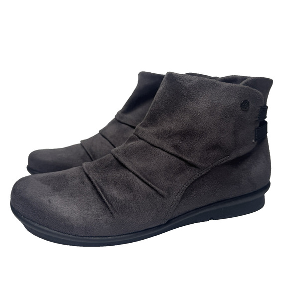 Bussola Calista Ankle Flat Boots Women's Sz 38 US 7.5 Gray Faux Suede Side Zip - Picture 1 of 11